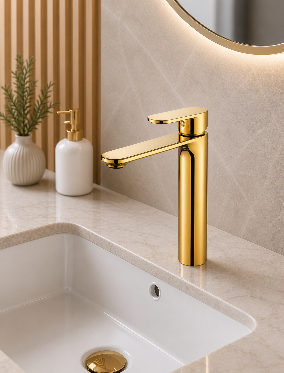 Lebaro Single Lever Basin Mixture Tall Gold LE01029