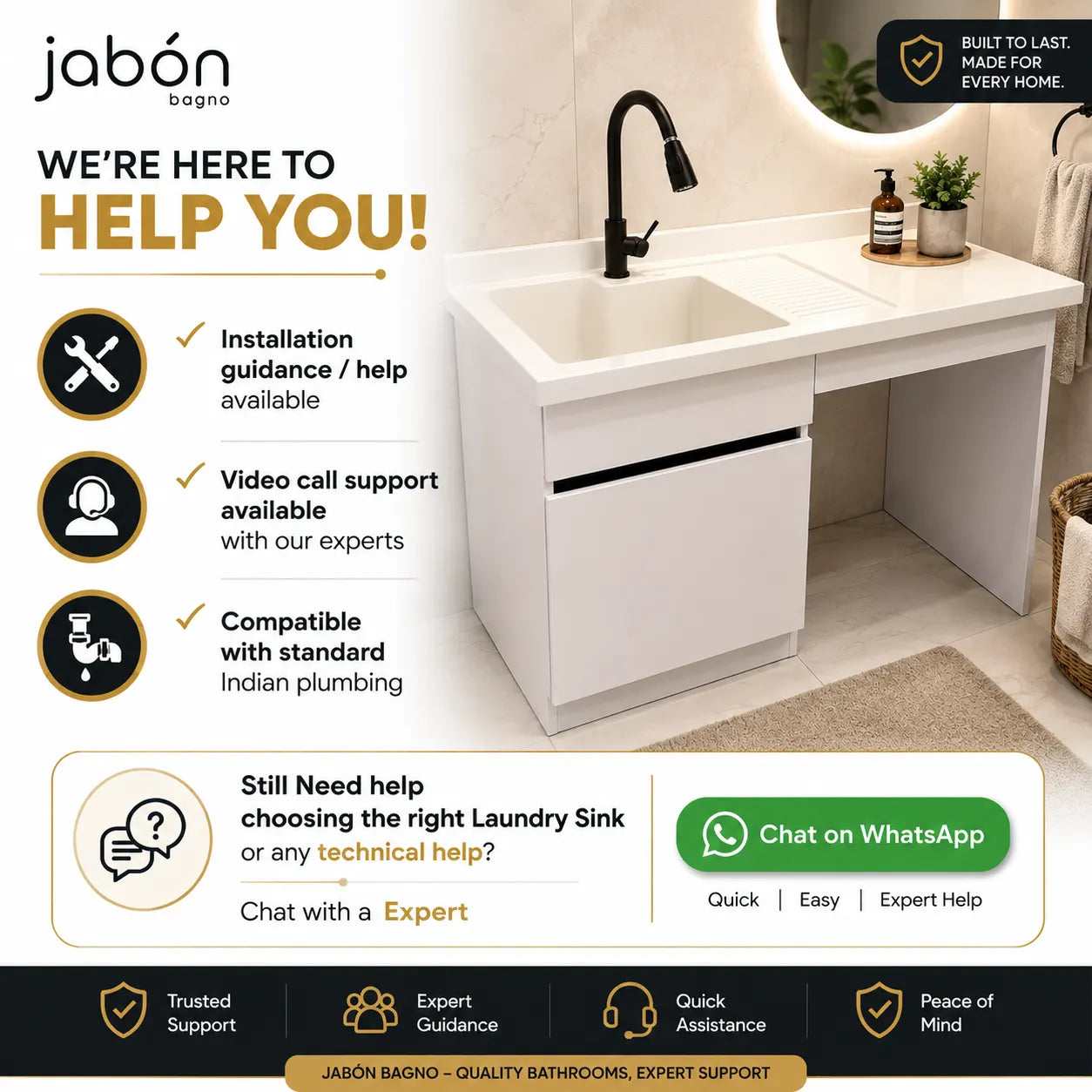 Laundry Sink 100cm With Cabinet | 1000x630mm JLKS1001A