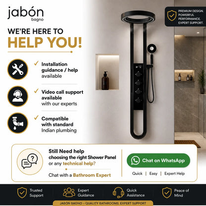 Gold 6-in-1 Shower Panel Tower System with Rainfall & Massage Jets JSP01001G