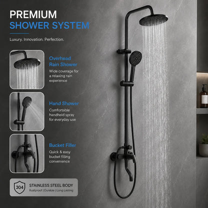 Stainless steel 3 function shower panel JSS01027, alternate view