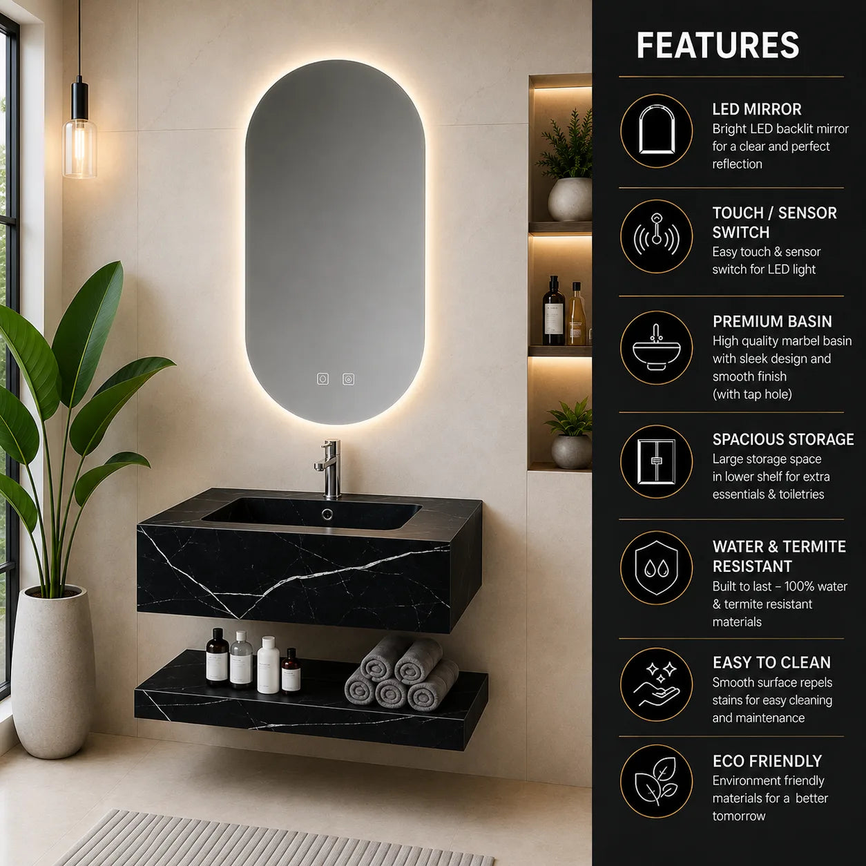 VANITY CABINETS JBV01047B (With Tap Hole)