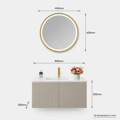 Grey PVC bathroom vanity JBV01027 with square mirror, third alternate view