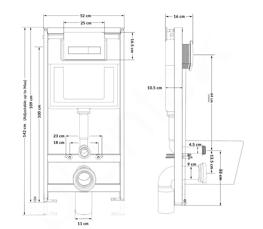 Full Frame Concealed Cistern Dual Flush Tank (White 9 L) CISTERNS4