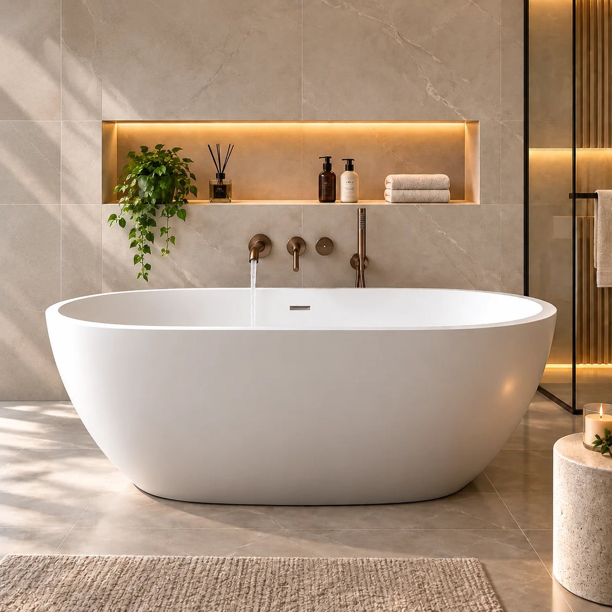 SATURN Freestanding Bathtub – White Glossy Acrylic, 150 & 170 cm | JBT01003P