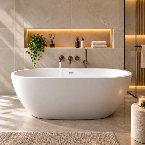 SATURN Freestanding Bathtub – White Glossy Acrylic, 150 & 170 cm | JBT01003P