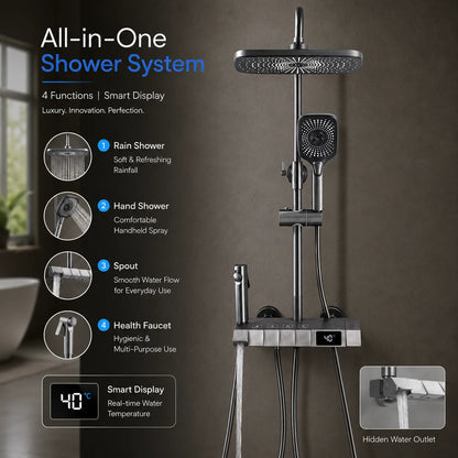 Graphite lead-free brass 4 way shower set JSS01005, alternate view