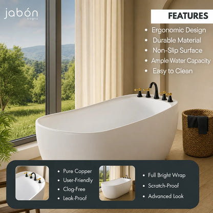 Moon freestanding bathtub JBT01005CW in white matt acrylic, seventh alternate view