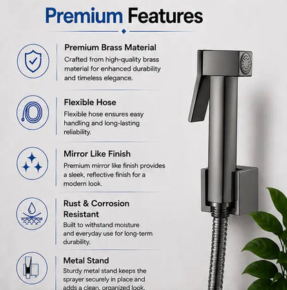 Brass Health Faucet Set Graphite Finish - HF01015