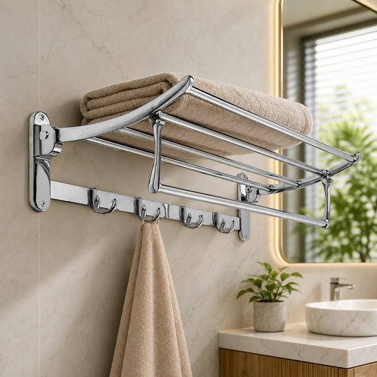 Folding Stainless Steel Towel Rack Chrome - FLDRCK