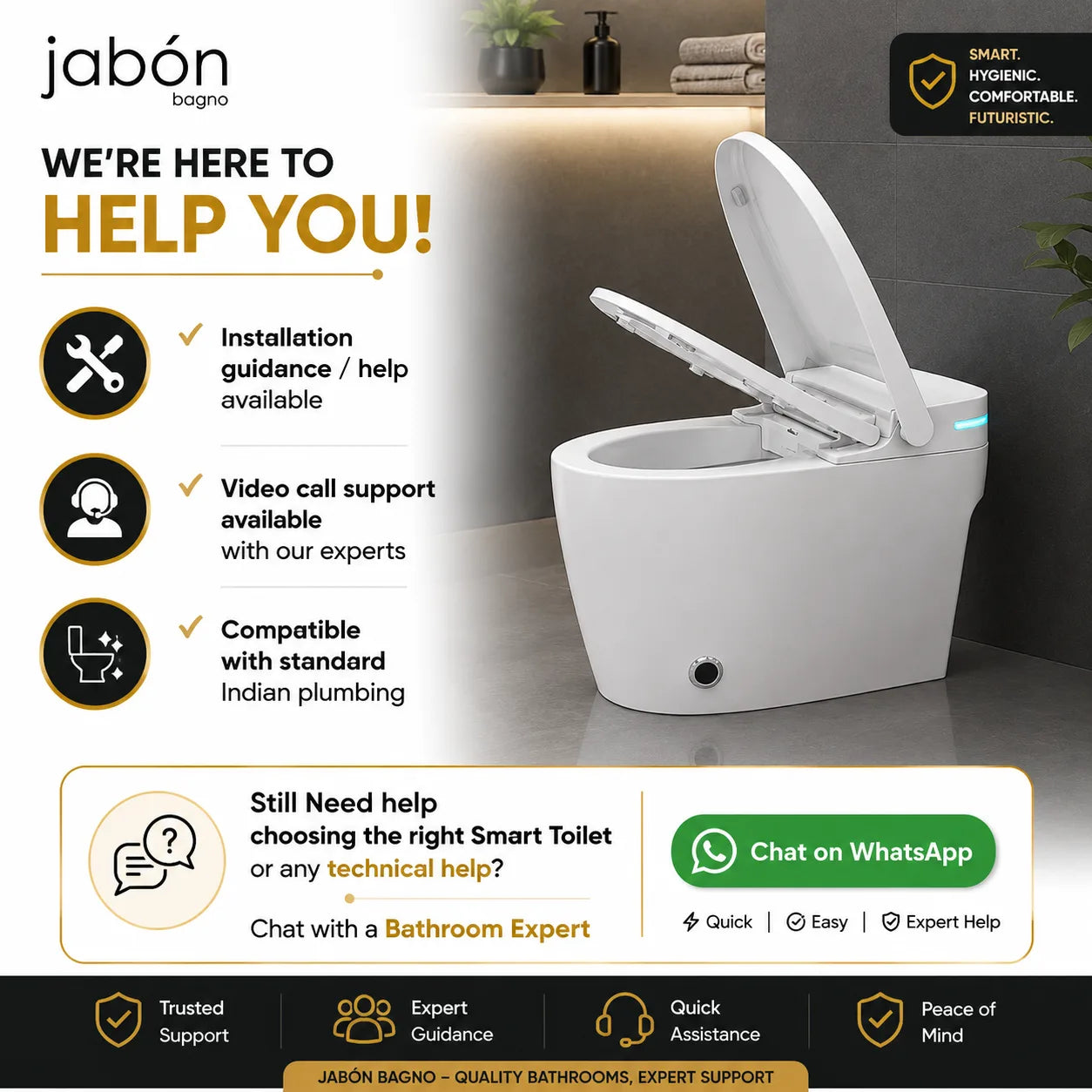 Smart Floor Mounted Glossy White S-Trap Toilet with LED Display - JST01001
