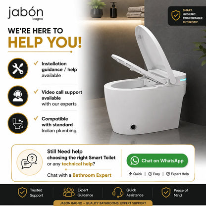 Smart Floor Mounted Glossy White S-Trap Toilet with LED Display - JST01001