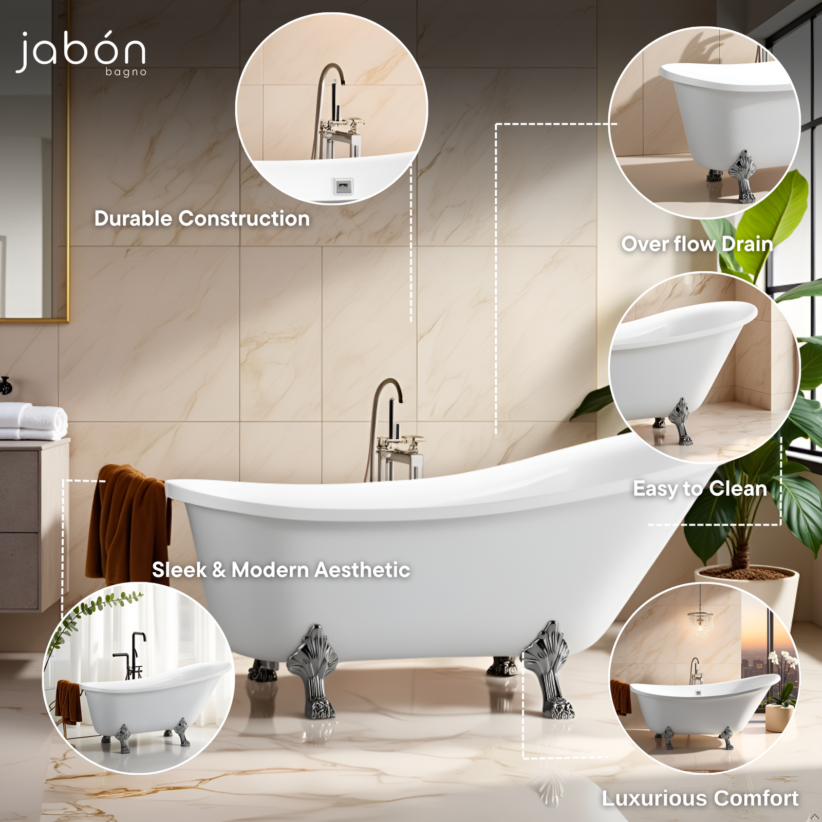 LANCY Free Standing Bath Tub White (Glossy)