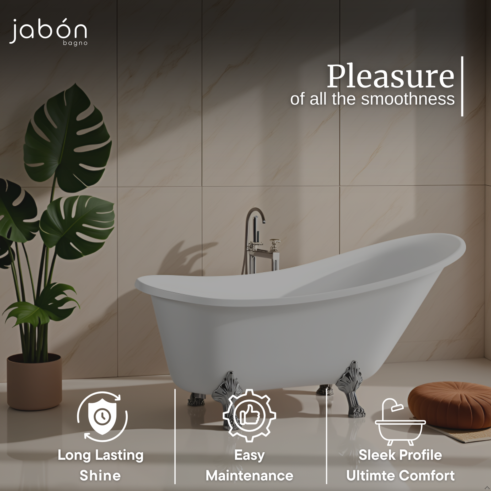 LANCY Free Standing Bath Tub White (Glossy)