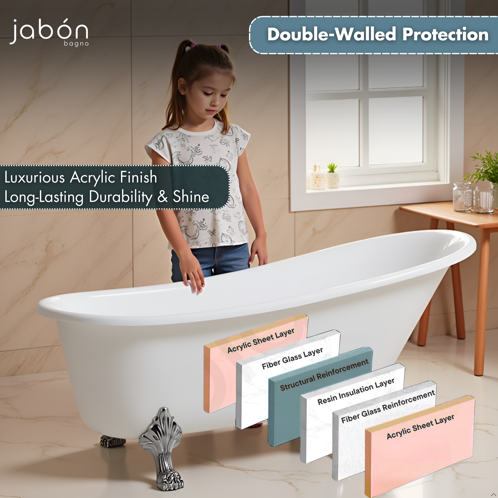 LANCY Free Standing Bath Tub White (Glossy)