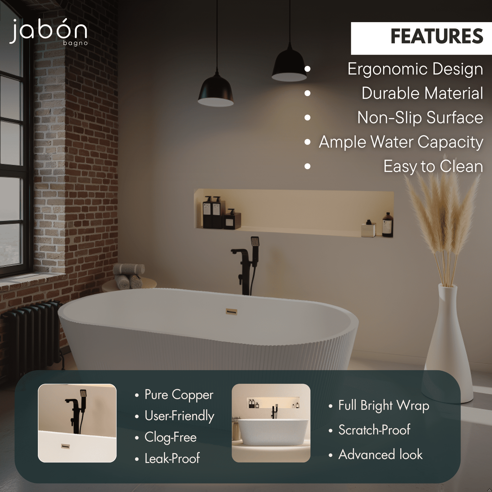 INFINITY Free Standing Bath Tub White (Glossy)