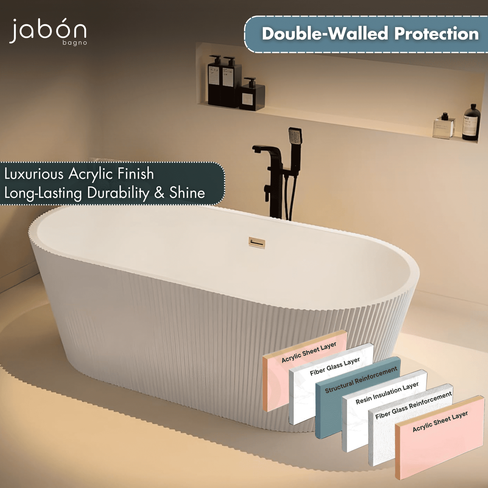 INFINITY Free Standing Bath Tub White (Glossy)