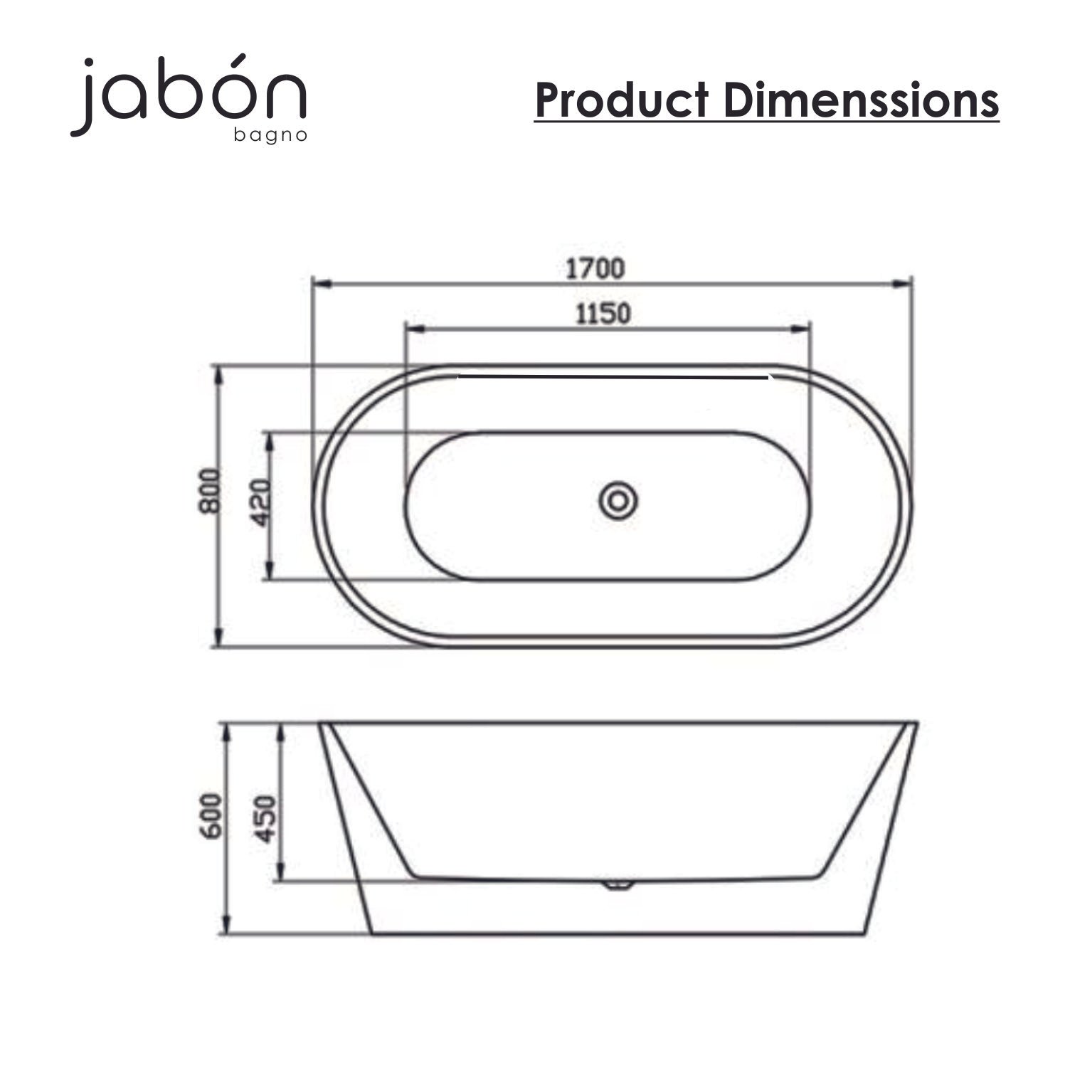 INFINITY Free Standing Bath Tub White (Glossy)