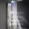 JABON Stainless Steel WHITE Shower Panel 6 in One Tower System, Rainfall Shower, Body Massage Spray, Handheld Shower, Temperature Display, Wall Mount Easy Connect Shower Panel Kit.