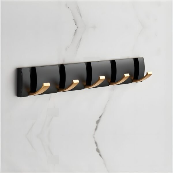 JIBH020 Coat Hook Black & Gold | 5 Point |