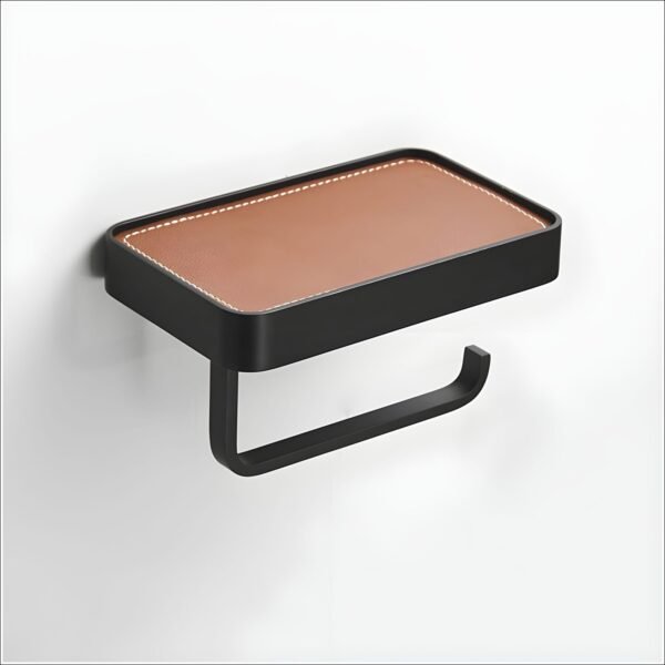 JIBH013 Paper Holder with Shelf Brown & Black
