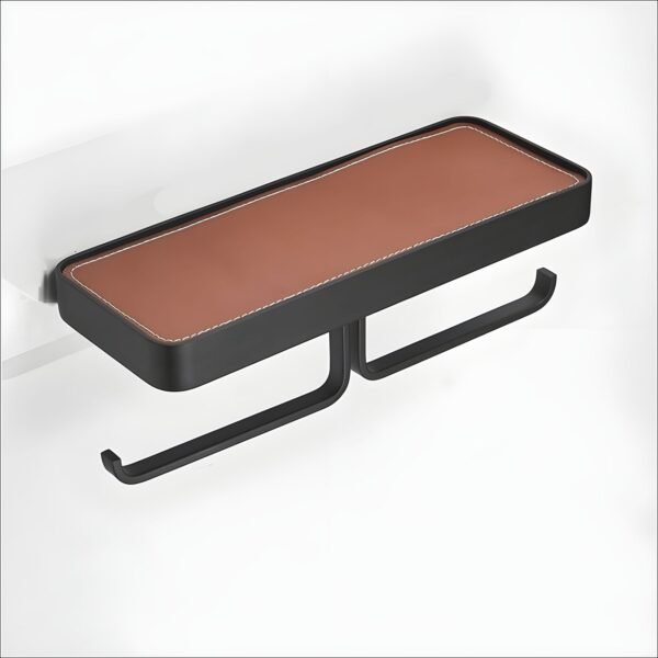 JIBH014 Paper Holder with Shelf (Twin) Brown & Black