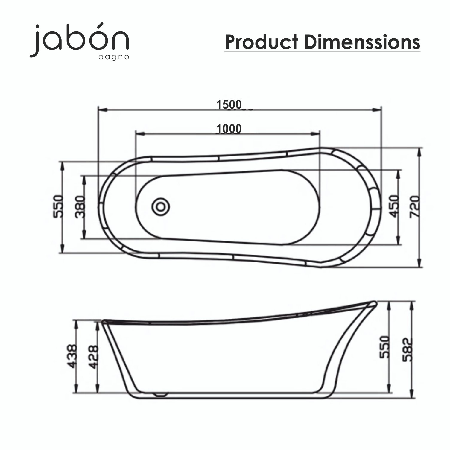 LANCY Free Standing Bath Tub White (Glossy)