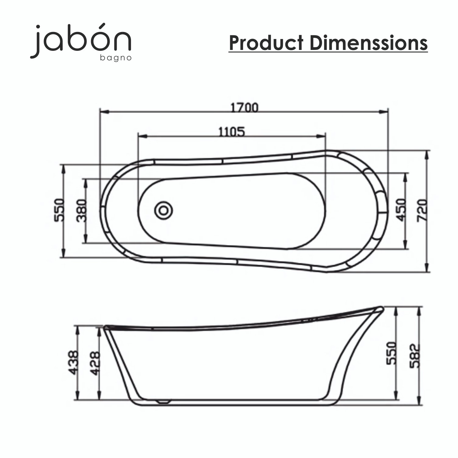 LANCY Free Standing Bath Tub White (Glossy)
