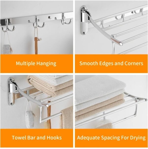 Folding Stainless Steel Towel Rack Chrome
