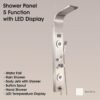 JABON Stainless Steel WHITE Shower Panel 6 in One Tower System, Rainfall Shower, Body Massage Spray, Handheld Shower, Temperature Display, Wall Mount Easy Connect Shower Panel Kit.