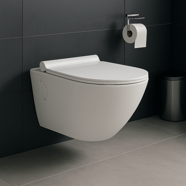 JABON BAGNO Commode for Toilet/Ceramic Western Toilet/Round Wall Hung Commode with Soft Closing Toilet Seat - P Trap Outlet - White (Fast)
