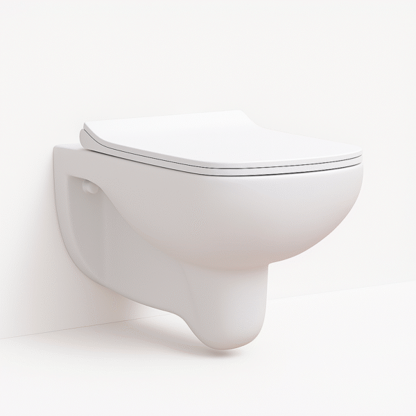 JABON BAGNO Commode for Toilet/Ceramic Western Toilet/Round Wall Hung Commode with Soft Closing Toilet Seat - P Trap Outlet - White (Rozy)