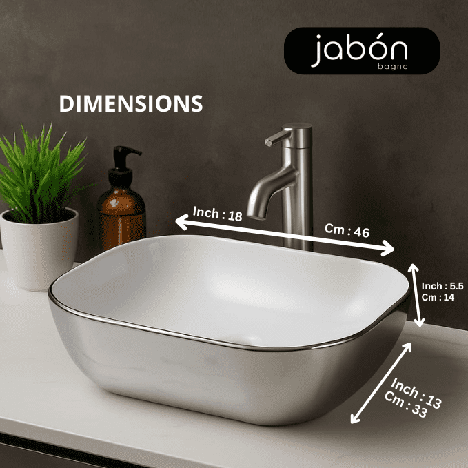 Ceramic Wash Basin 19x13 Inch – 4 Stunning PVD Colors for Luxury Bathroom Upgrade